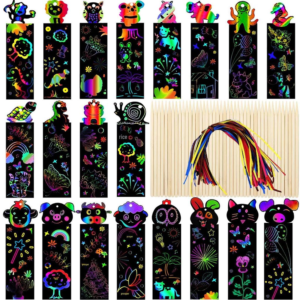 Creative DIY Animal Scratch Art Bookmarks for Kids - Christmas & Halloween Themes