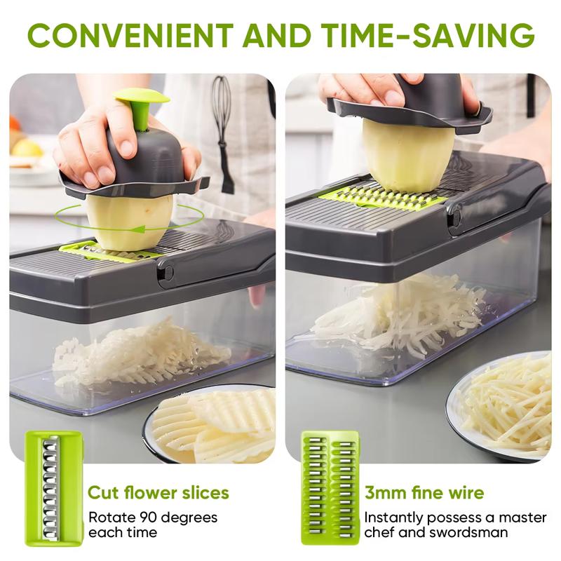 Hot 16Pcs Set Vegetable Chopper Onion Chopper Handle Food Grate Food Chopper Kitchen Vegetable Slicer Dicer Cut Potato Shredder