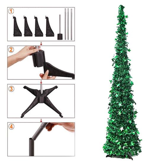 Yousheng 5FT Рождественская елка-карандаш с устойчивым основанием, блестящая снежинка, складная, реалистичная, праздничная, для дома и улицы, рождественская елка, украшение, праздничный подарок