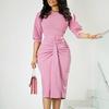 2024 Summer Plus Size Women's Loose Tie Ruffle Dress