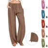 Women's 9-pant Casual Loose High Waist Cotton Linen Wide Leg Long Pants With Pockets