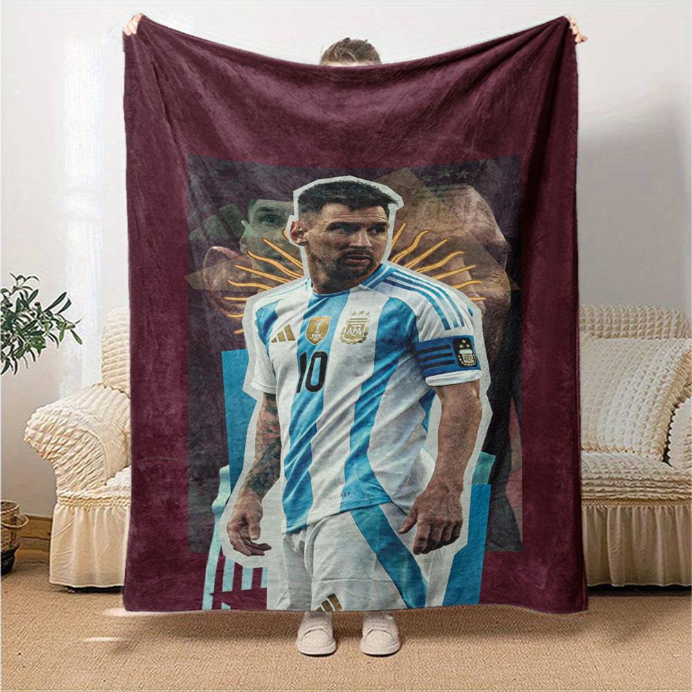 Football Messi Blanket Warmthful Decor Suitable for Livingroom Office Chair Picnics Four Seasons Universal Warmthful Decor