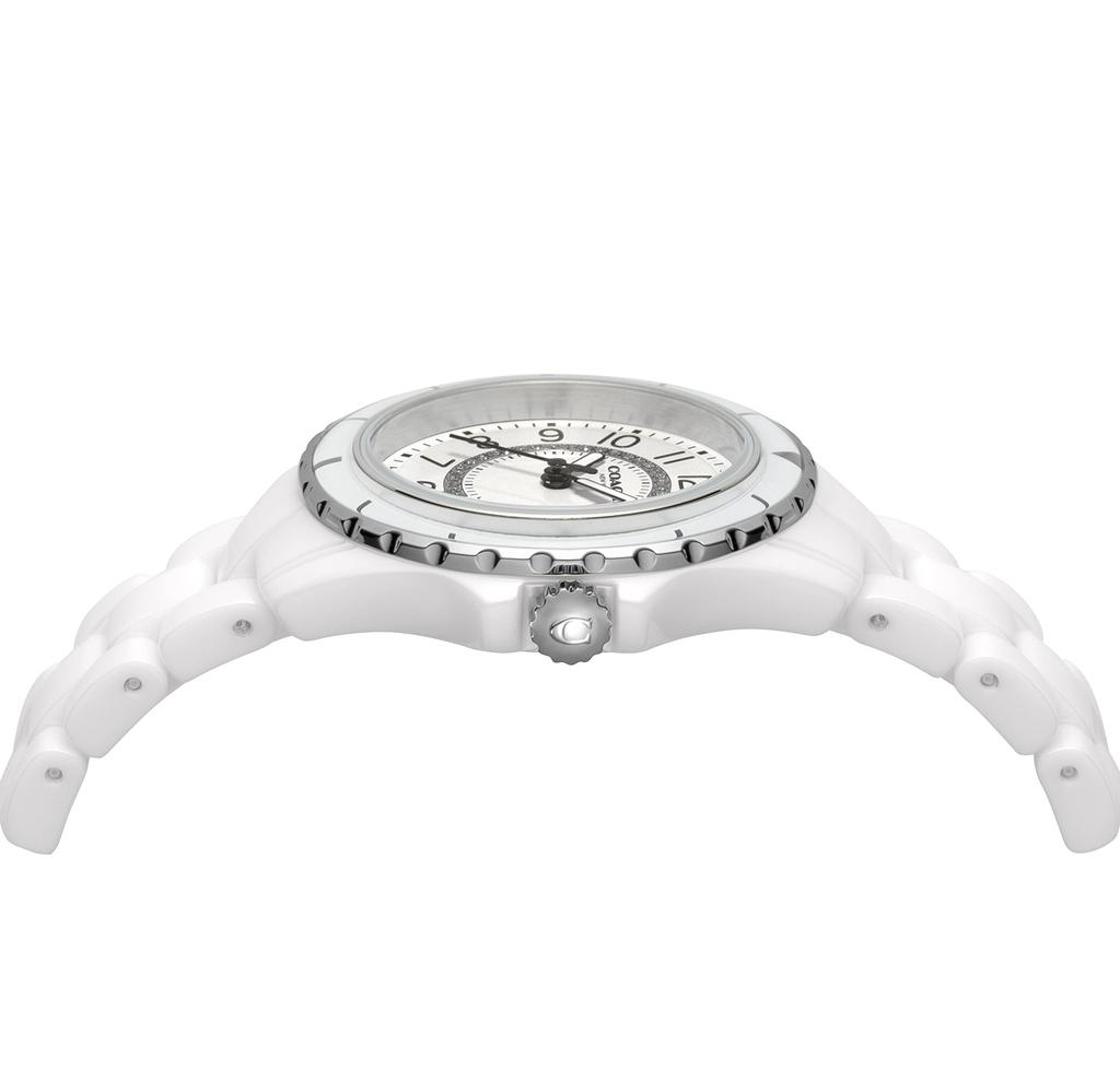 Coach PRESTON Black Quartz Water Mineral White Watch, 33mm, Ceramic, Dial, Movement, Resistant, Glass, Women's, (Product Code 14503462)