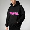Unisex Oversized Hoodie Pink Graffiti Letter Logo Print Pullover Streetwear Hip Hop Casual Loose Fit Couple Matching Outfits