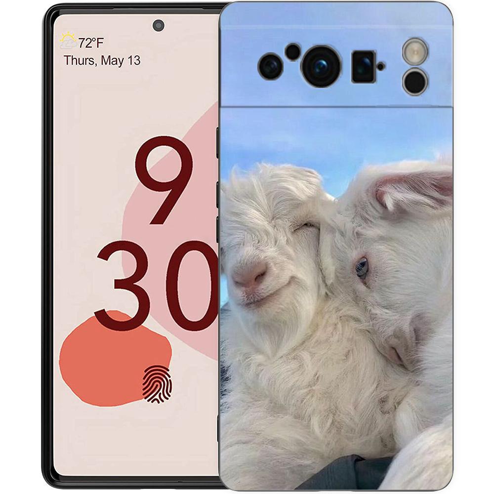 Мультяшный Милый Козел Чехол для Телефона для Google Pixel 10 9 8 7 6 Pro XL 9A 8A 6A 7A 5G Мягкий Ударопрочный ТПУ Черный Чехол