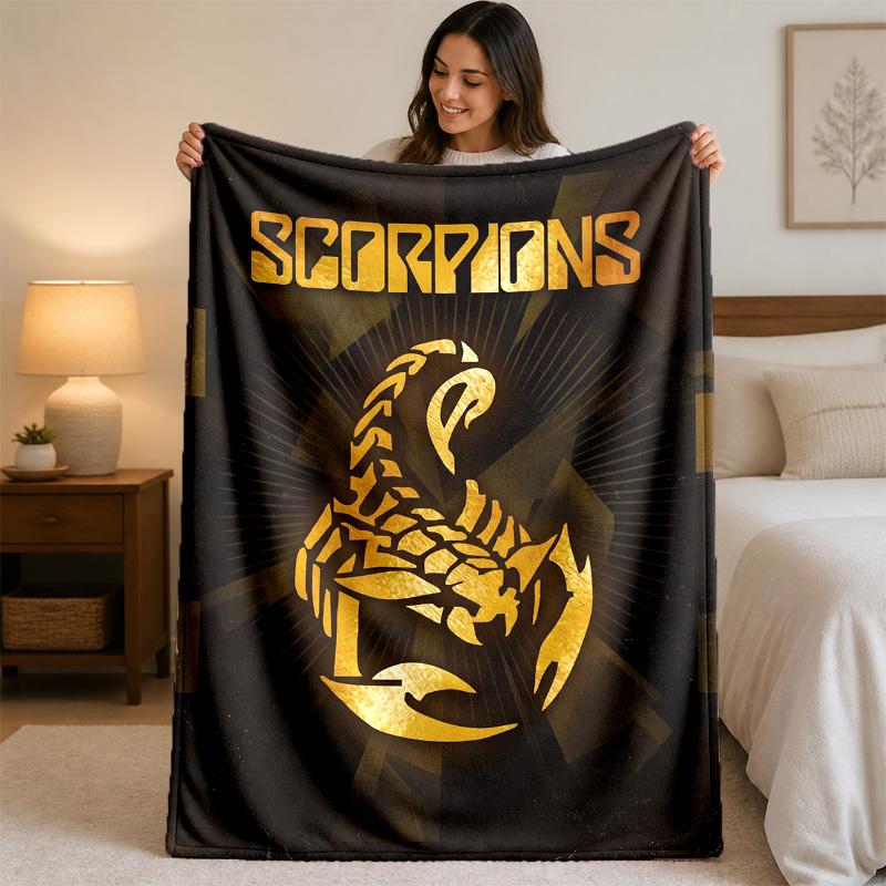 Scorpions Print Flannel Blanket Cozy Lightweight Plush Throw Blanket For Bed Sofa Household Use