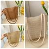Large Capacity Straw Bucket Bag Solid Color Shoulder Bag Fashion Summer Beach Tote  Girls