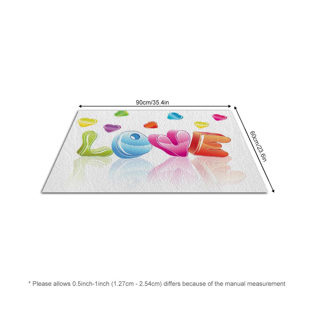 Tuniu Colorful Love Heart Carpet Mat for Living Room Bedroom Kitchen Rug Non-Slip Floor Decor