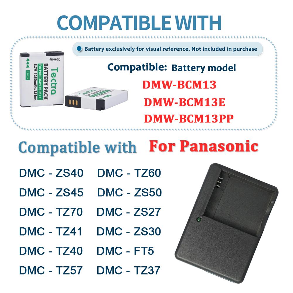 Зарядное устройство DE-A50B DEA50 для аккумулятора DMW-BCM13, DMW-BCM13PP, BCM13E для камеры Panasonic Lumix DMC-ZS40, TZ60, ZS45, TZ57, ZS50, TZ70, ZS27, TS5