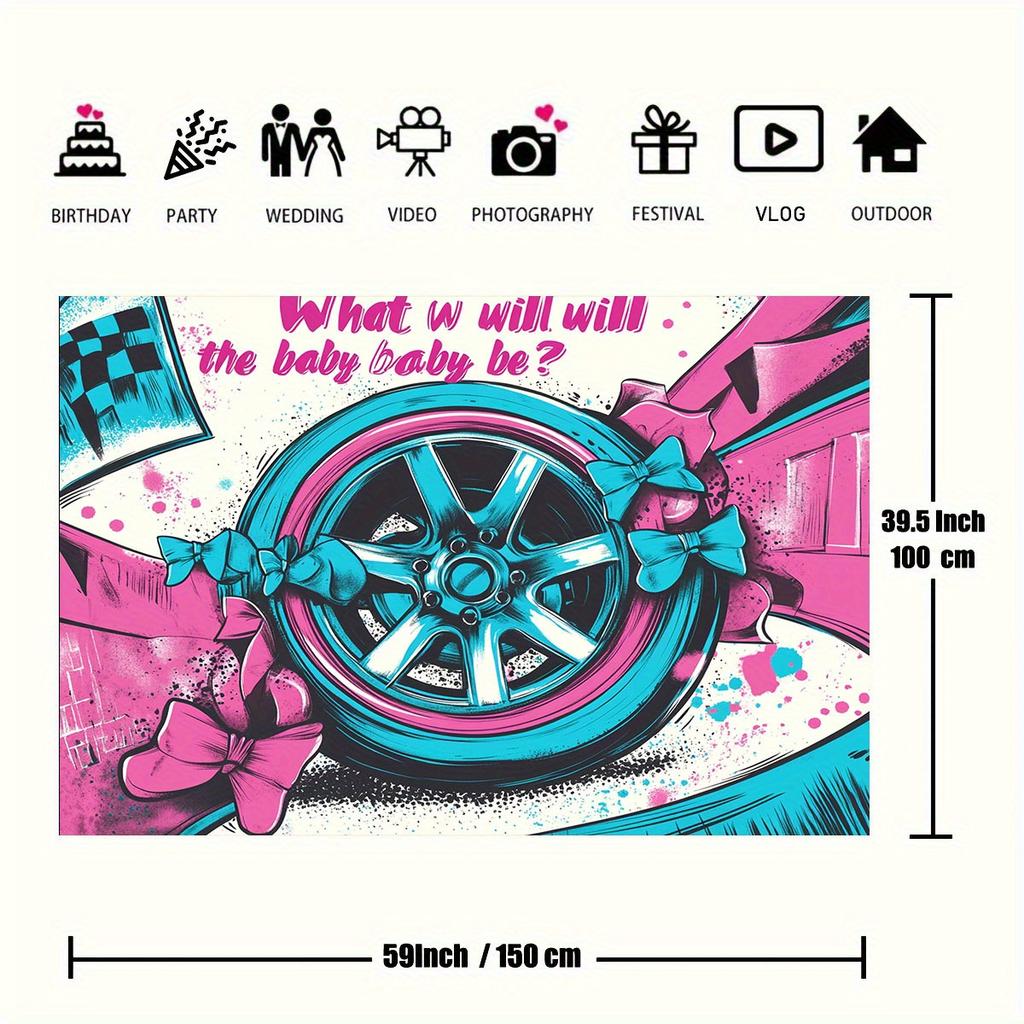 2D plane, 1 piece of gender revelation party background, suitable for baby parties and gender revelation decorations