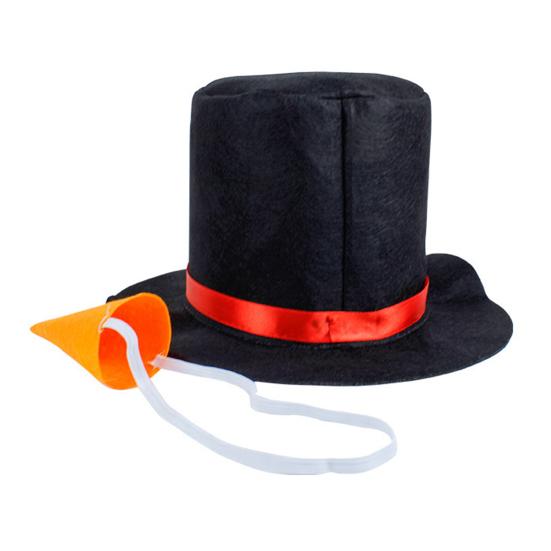 Christmas Snowman Hat Kit Large Snowman Top Hat Felt Carrot Nose Xmas Tree Topper Dress Up Props for Family Fun