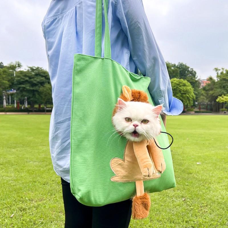 Pet Carrier Bag Small Dogs Cats Shoulder Portable Travel Handbag With Cartoon Animal Print