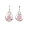 Rose Chalcedony Gemstone Silver Earring 1.5" , 925 Sterling Silver Jewelry, October Birthmonth Gift, Pink Stone Earring For Her CE-25-19