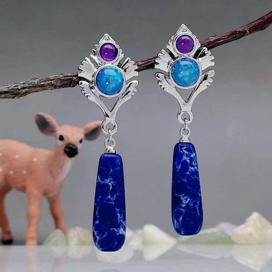 1 пара уникальных резных сережек-капель для пирсинга, очаровательный подарок, винтажный этнический стиль, женские камни с камнями