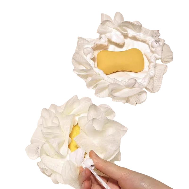 Soap Bath Balls Foam Rich Dense Elastic Drawstring Soft Comfortable Gentle Bath Balls Durable Hexagonal Elastic Mesh Bath Balls