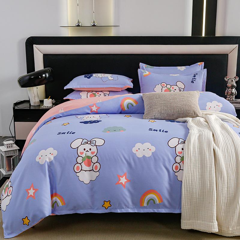 Комплект из четырех предметов из плотного хлопка с потертостями, комплект из 4 простыней и одеял, комплект из трех предметов для общежития