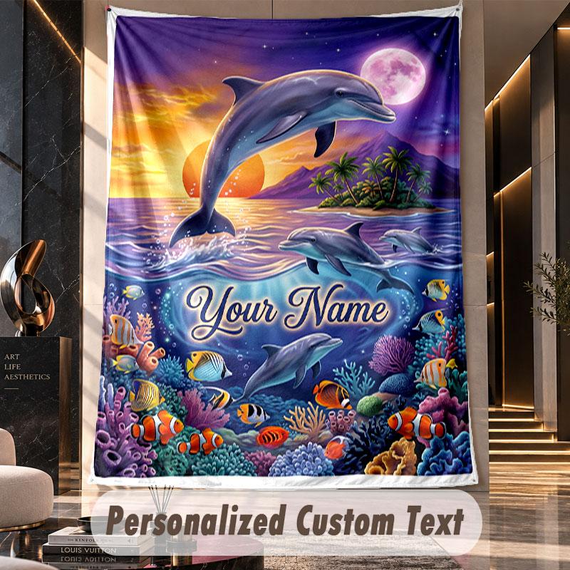 Ocean Mermaid (126) Theme Custom Tapestry Personalized Custom Name Text Wall Hanging Tapestry Home Decor Background Cloth