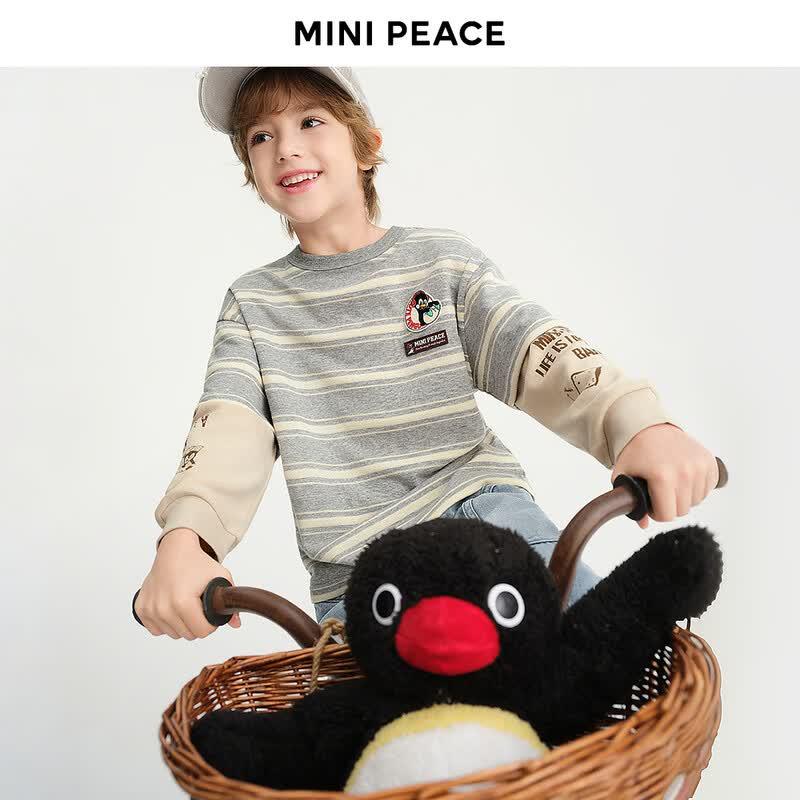 Майка с длинным рукавом для мальчиков MiniPeace, имитирующая двухпредметный комплект, в полоску
