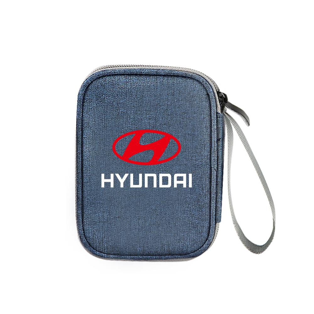 Waterproof Organizer Car Data Cable Earphone Storage Box Accessories For Hyundai GDI I10 I20 I30 Tucson Solaris Accent IX20 IX35 AD1