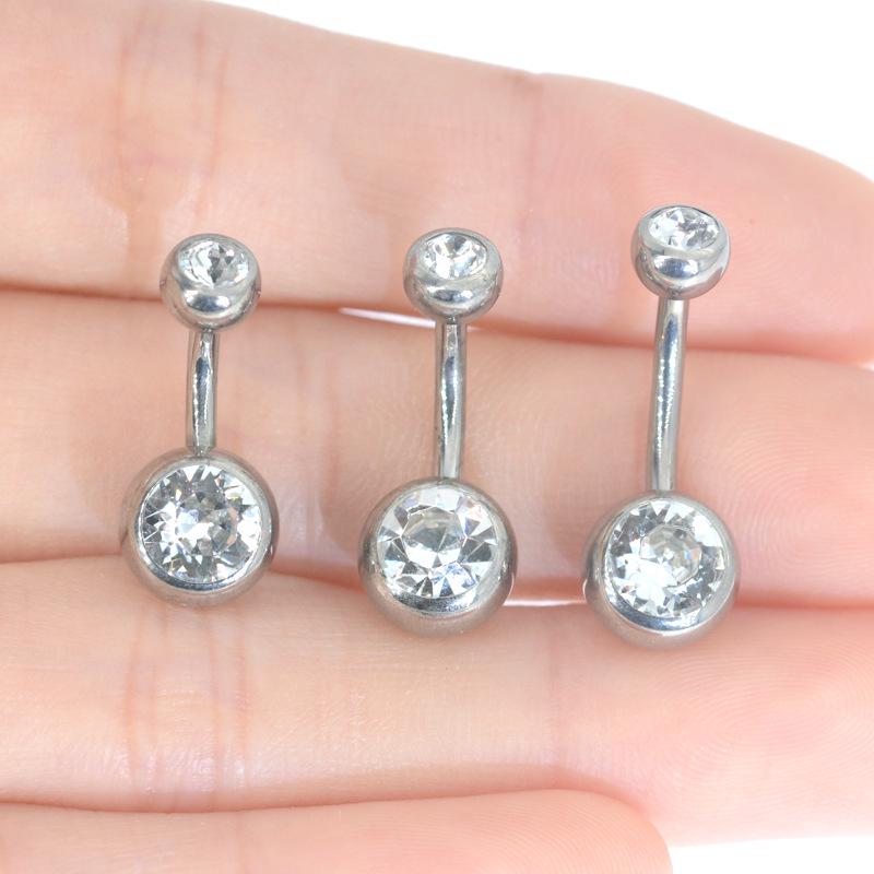 Титан G23 14G Штанга Циркон Кольцо для пирсинга пупка - Двустороннее украшение для пирсинга живота (6/8/10 мм)