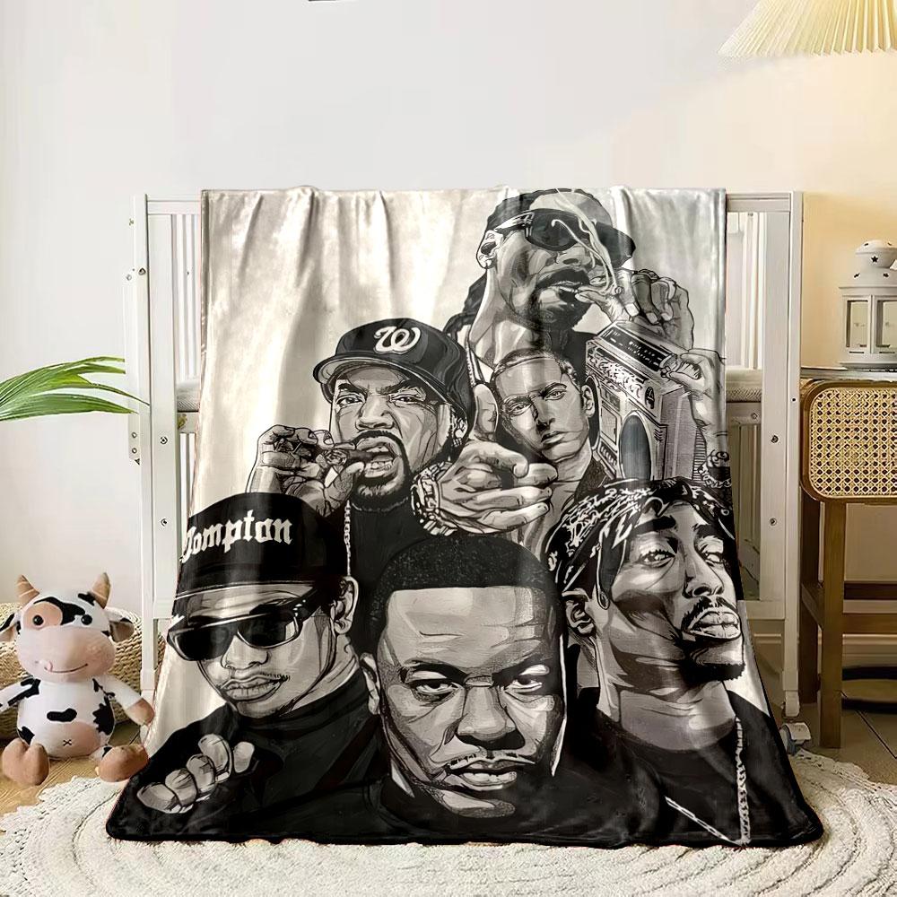 Timeless West Coast Hip Hop Legends Dark Plush Blanket, Cuddly Soft Blanket for Night and Day, Warm Plush Blanket for Home Comfort