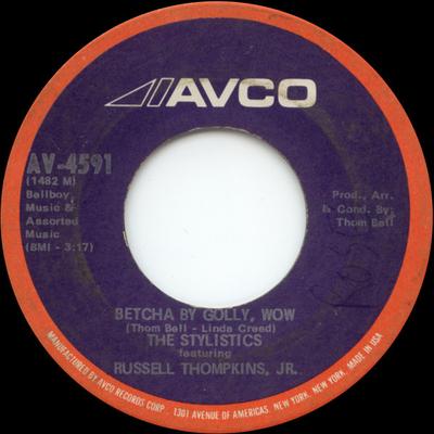 7-дюймовая пластинка СТИЛИСТИКА, РАССЕЛ ТОМПКИНС-МЛАДШИЙ. - Betcha By Golly, Wow / Ebony Eyes AV4591 Avco 1972 US Соул/Фанк Б/У