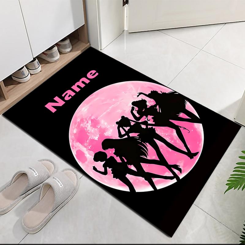 Custom Name Sailor Moon Printed Carpet, for Office Chair Living Room Bedroom Kitchen Room Decor Gifts.