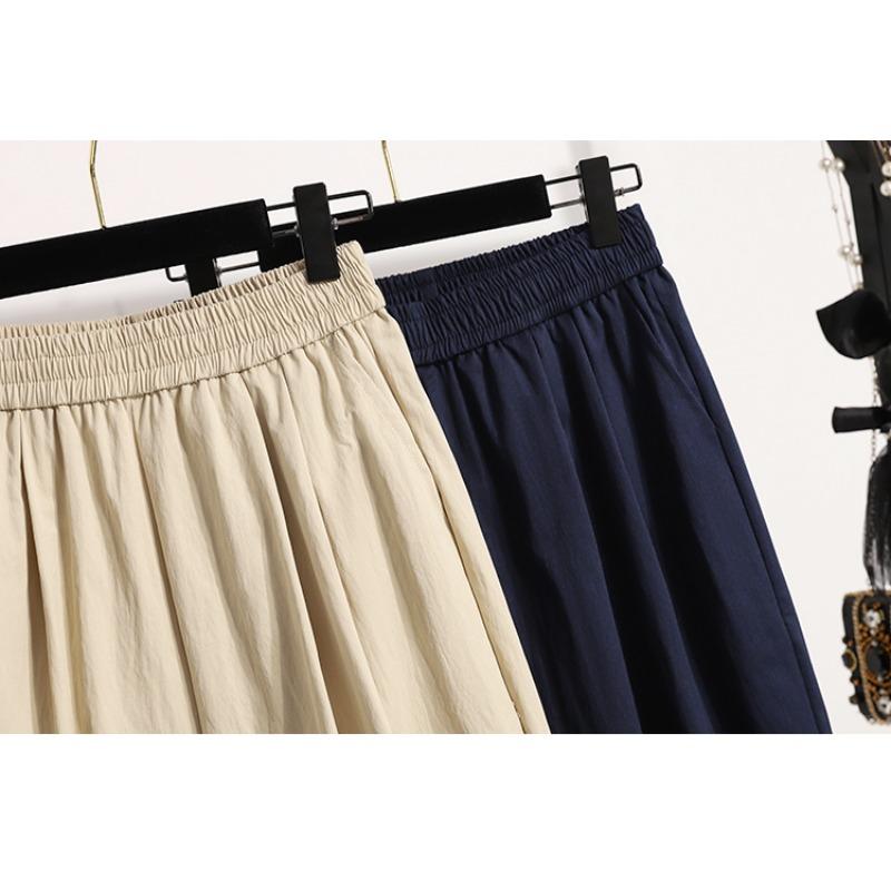 DIMANAF Летние длинные брюки больших размеров для женщин, эластичная талия, свободные винтажные брюки, новые повседневные однотонные брюки-шаровары