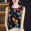 Women Summer Round Neck Sleeveless Floral Print Loose Vests