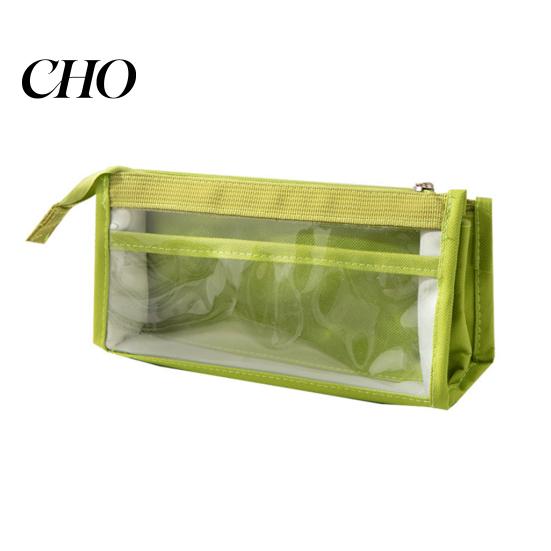 Fresh Color Stationery Bag Transparent Mesh Pencil Case for Middle School Students Large Pouch Capacity Multilayer Storage with Compartments