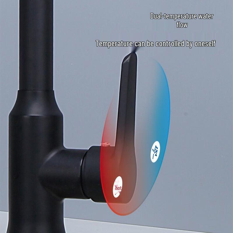 OEING Matte Black Brass Pull-Out Kitchen Faucet
