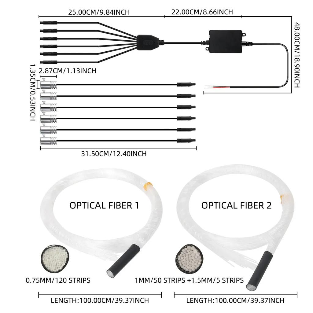 Звездный свет на крыше автомобиля RGB Внутренний окружающий свет Управление через приложение Пульт дистанционного управления Оптоволоконный звездный потолочный светильник Звездное небо на потолке для автомобиля дома