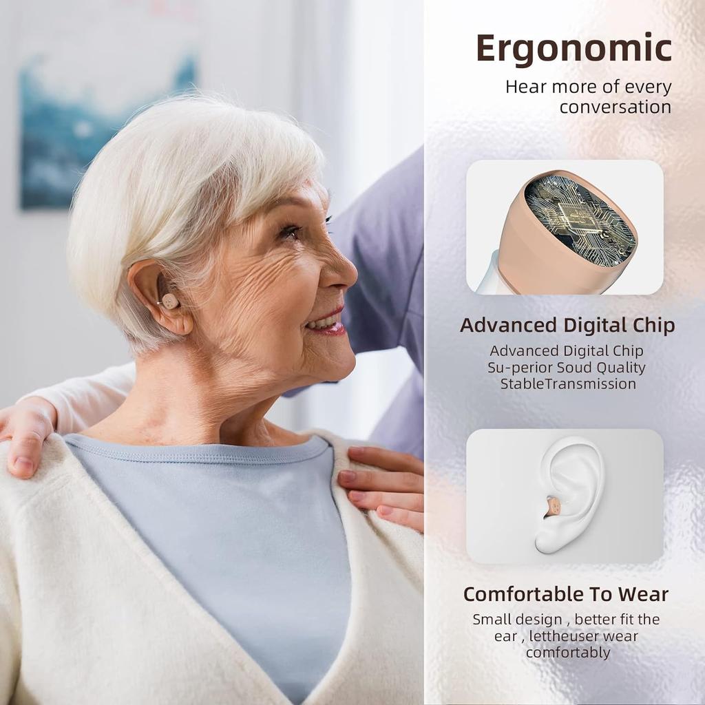 Portable, Discreet Digital Hearing Amplifiers With Volume Control And Rechargeable Hearing Aids For Seniors And Adults