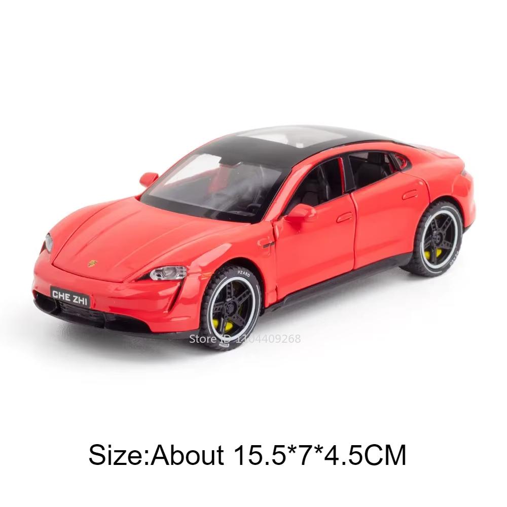 Scale 1:32 Taycan 911 GT3 Sports Car Model Toy Diecast Metal Sound Light Pull Back Miniature Vehicles Toys Collection Ornaments