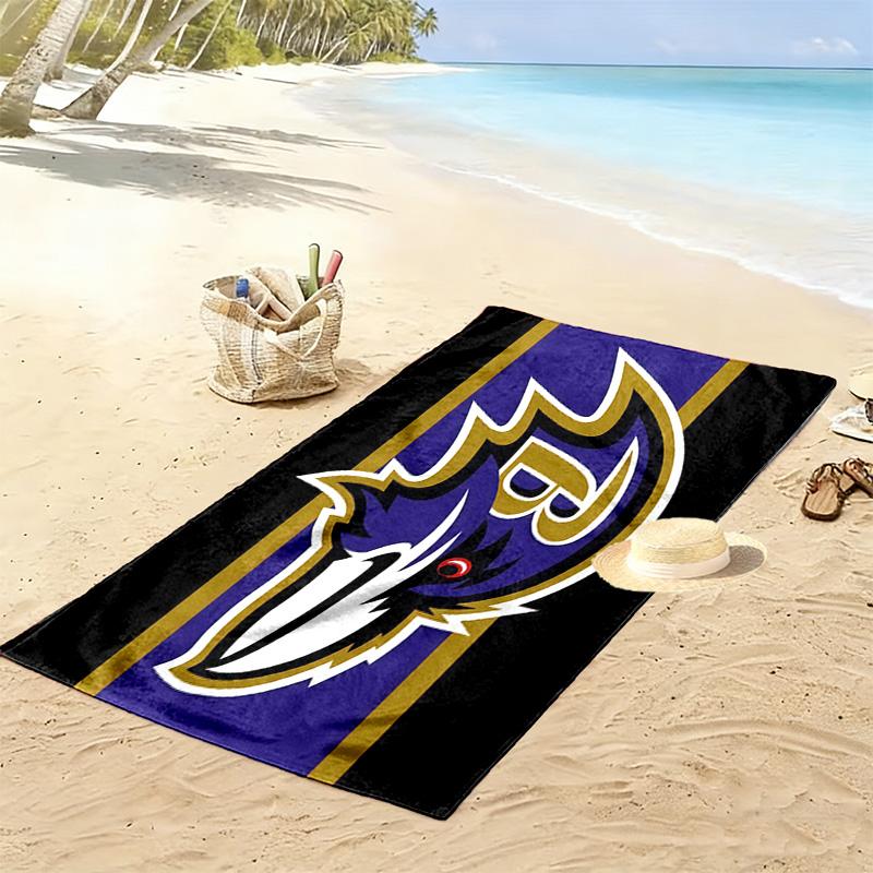 Baltimore Ravens Print Beach Towel, Large Soft Quick Dry Towel for Beach Camping Swimming