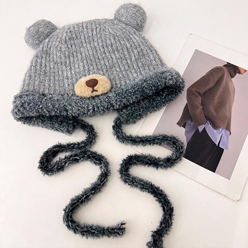 Милые медвежьи ушки Тедди флис вязаный разноцветный пуловер шапка для женщин зимние теплые защитные наушники Able Straps шапки-бомберы