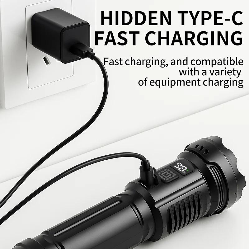 1800 мАч 7 * светодиодный фонарик с зарядкой Type-C, девять режимов, водонепроницаемый с боковыми огнями, наружное освещение, фонари для походов, фонари для кемпинга, патрульные фонари