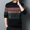 Мужской зимний теплый свитер на флисовой подкладке - пуловер с круглым вырезом и геометрическим узором, повседневный трикотажный топ с длинными рукавами, стандартный крой для выходов и выходов