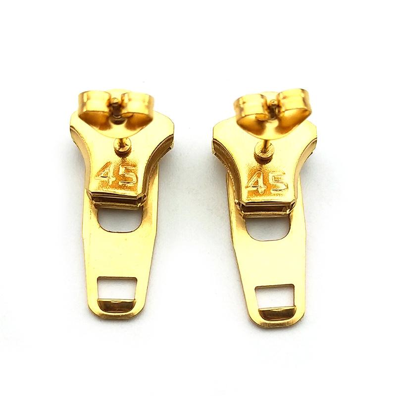 Hiphop Fashion Zipper Ear Studs For Women Men Stainless Steel Gold Color New Trend Male Emo Korean Style Earrings Jewelry Gifts