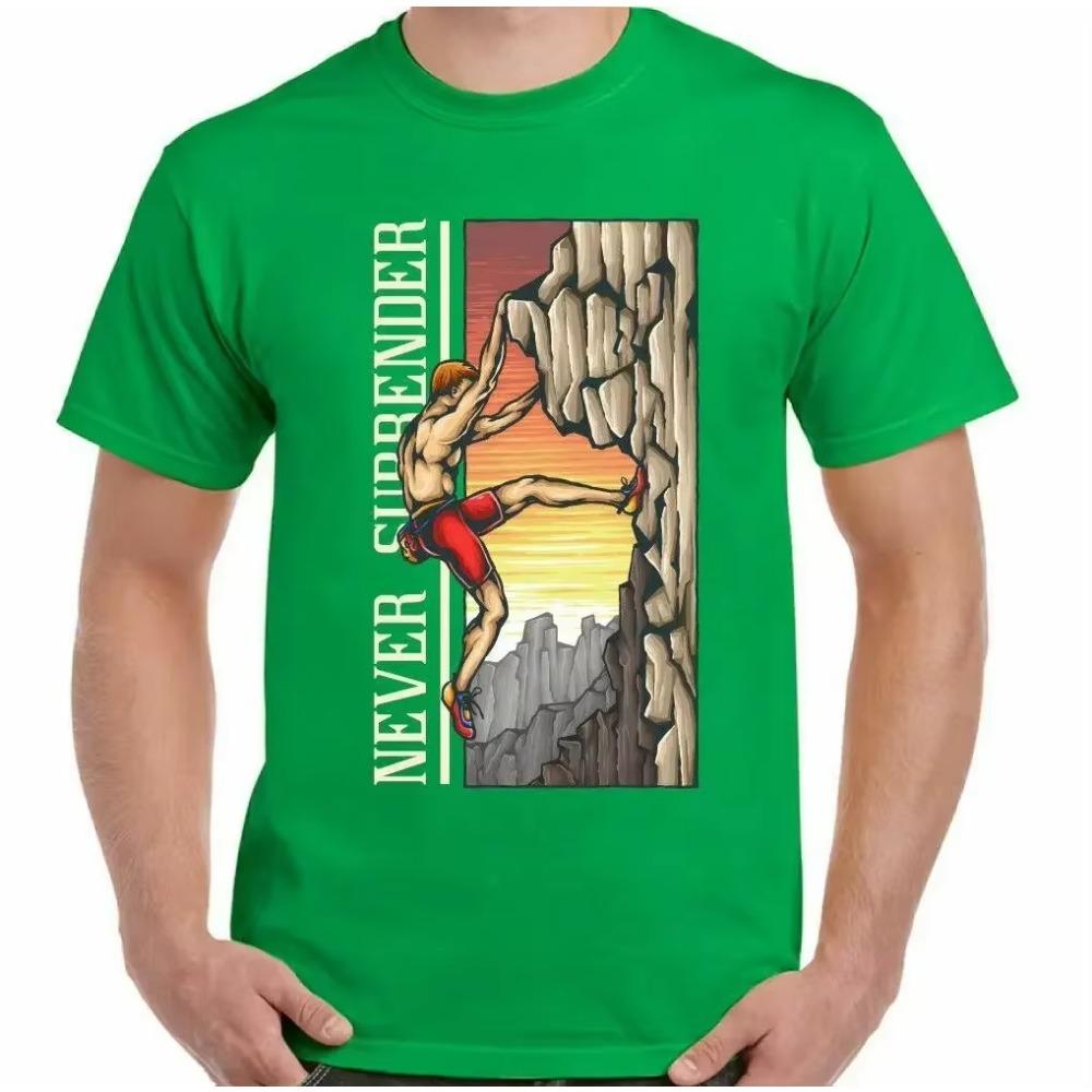 Никогда не сдавайся Мужская смешная футболка для скалолазания Climber Climb
