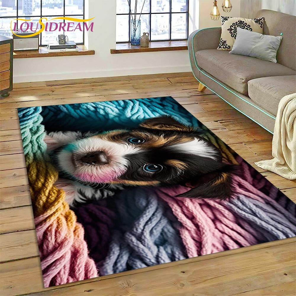 3D милый ковер с изображением собаки самое, чихуахуа, хаски, коки из мультфильма для гостиной, спальни, домашнего декора, нескользящий коврик для дивана, подарок