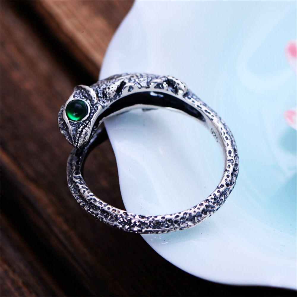 Adjustable Retro Lady Men Lizard Personality Ring Chameleon Ring Jewelry