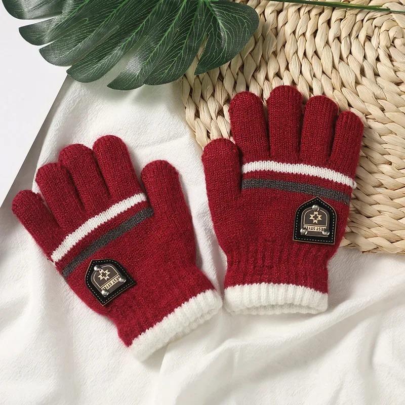 Kids Gloves Winter Full Finger Gloves Knitted Soft Children Mittens 3-8Y Boys Girls Gloves Thick Keep Warm Autumn Glove
