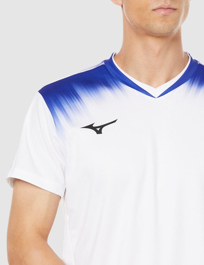 Теннисная одежда Одежда для бадминтона Быстросохнущая игровая футболка Впитывающая пот Быстросохнущая Dynamotion Fit 72MA1020 Белый x Синий XS [Mizuno]