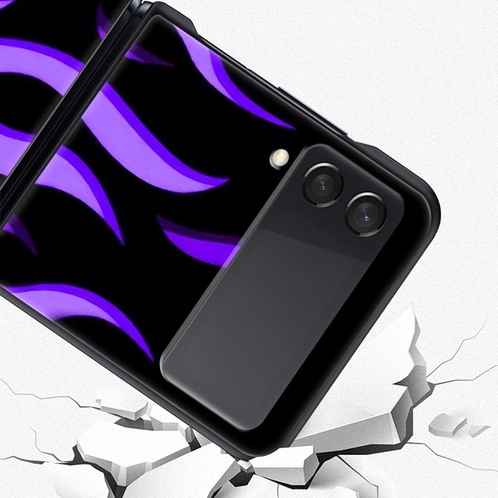 Для Samsung Galaxy Z Flip 3 4 5 жесткий черный складной чехол для ПК-телефона бесконечность на фиолетовом для Samsung Z Flip3 защитный чехол