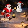 Christmas Garden Stakes LED Lighted Festival Signs Santa Holding Lantern Design Christmas Snowmen Decorations for Garden Yard