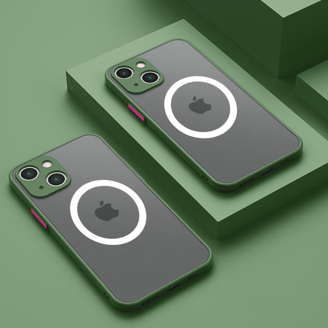 Матовый защитный чехол для Magsafe, магнитный чехол для беспроводной зарядки для Iphone 14 13 12 Pro Plus Max Mini, прозрачный жесткий чехол для ПК Defender Funda