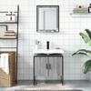 VidaXL Ensemble d'Armoires de Salle de Bain 2 pcs, Meuble-lavabo avec Étagère et Miroir, Armoire de Rangement de Toilette, 3214337