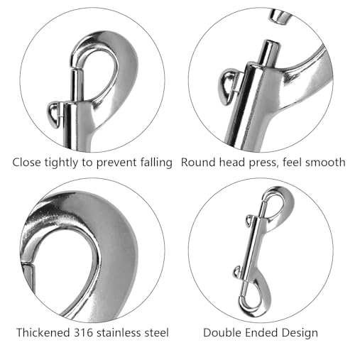 4 double-end pressure hooks, 3.5-inch high-strength zinc alloy for dog leash clips, keychains, bucket hooks, double-sided silver closures