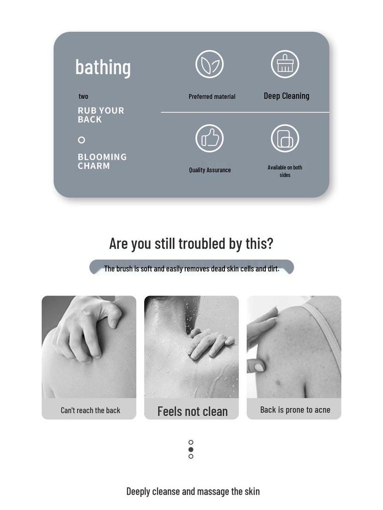 Silicone Long Handle Bath Brush & Double-Sided Back Scrubber